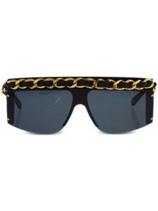 CHANEL Pre-Owned lunettes de soleil à détail de chaîne (années 1990-2000) - Noir