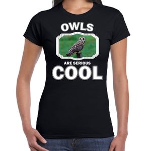 Dieren velduil t-shirt zwart dames - owls are cool shirt