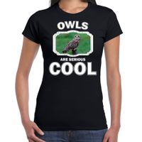 Dieren velduil t-shirt zwart dames - owls are cool shirt