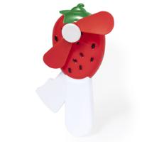 Mini ventilator/handventilator Manhattan - aardbei - 7 x 13 x 3 cm - verkoeling in zomer