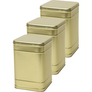 3x Gouden vierkante opbergblikken/bewaarblikken 25 cm