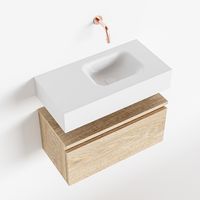 Toiletmeubel Mondiaz Andor | 60 cm | Meubelkleur Washed oak | Lex vrijhangend wastafel Talc Rechts | Zonder kraangat