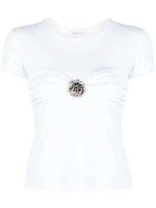 Blumarine t-shirt en coton à appliqués fleurs - Blanc