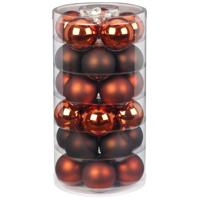 Kerstballen - 30x st - kastanje bruin - D6 cm - glas - mat/glans - kerstversiering