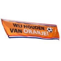 Oranje Holland thema straat vlag van 74 x 220 cm - thumbnail