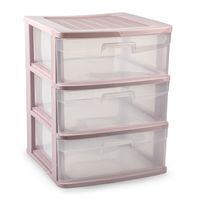 Plasticforte Ladeblokje/bureau organizer 3x lades - transparant/roze? - L39 x B40 x H49 cm   -
