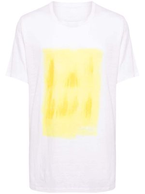 120% Lino t-shirt à imprimé peinture - Blanc