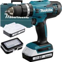 Makita HP488D011 Accu-klopboor/schroefmachine 18 V 1.5 Ah Li-ion Incl. 2 accus, Incl. lader, Incl. koffer, Incl. accessoires - thumbnail