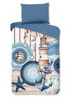 HIP Dekbedovertrek "mandalas/ maritiem" - Blauw - (140x200 cm) - Katoen Satijn