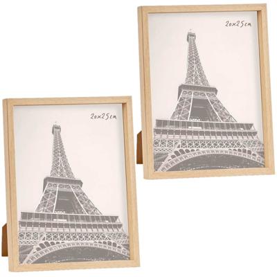 Fotolijst - 2x stuks - houtlook - kunststof/glas - 27 x 22 cm - voor foto van 20 x 25 cm - staand/ha Fotolijst - 2x stuks - houtlook - kunststof/glas - 27 x 22 cm - voor foto van 20 x 25 cm - staand/ha