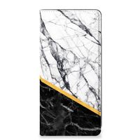 Samsung Galaxy A71 Standcase Marmer Wit Zwart - Origineel Cadeau Man - thumbnail