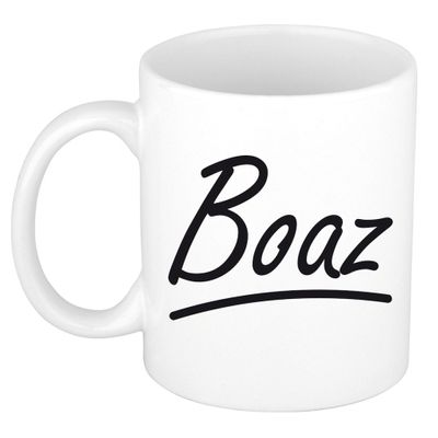 Naam cadeau mok / beker Boaz met sierlijke letters 300 ml