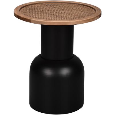 Bijzettafel - Trion Rondo XL - Houtenblad - Zwart - Metaal