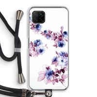 Waterverf bloemen: Huawei P40 Lite Transparant Hoesje met koord
