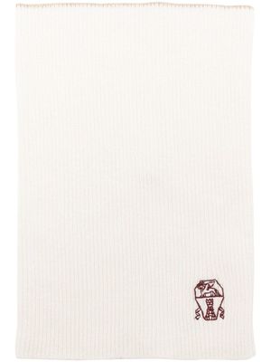 Brunello Cucinelli cache-cou en cachemire à broderies - Blanc