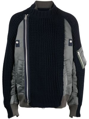 sacai veste bomber à empiècements contrastants - Bleu