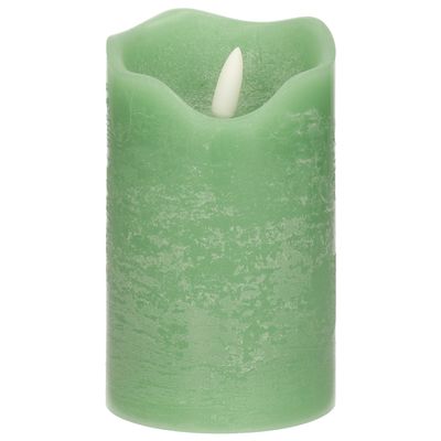LED kaars/stompkaars - mintgroen - D7,5 x H12,5 cm - timer - 3D vlam LED kaars/stompkaars - mintgroen - D7,5 x H12,5 cm - timer - 3D vlam