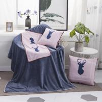 Roze Muildierhert patroon multifunctionele pluche deken vierkant kussen Quilt Office auto kussen kussen maat: M