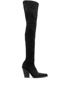 Paris Texas cuissardes Vegas 100 mm en daim - Noir