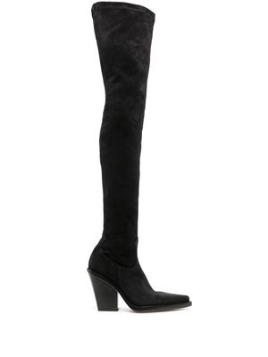 Paris Texas cuissardes Vegas 100 mm en daim - Noir
