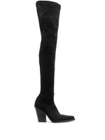 Paris Texas cuissardes Vegas 100 mm en daim - Noir
