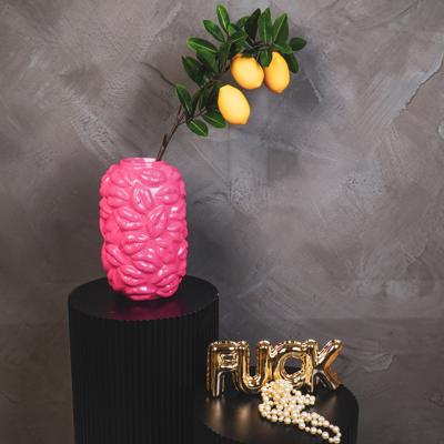 Vaas - Kusjes - Keramiek - Neonroze - 17x17x27cm
