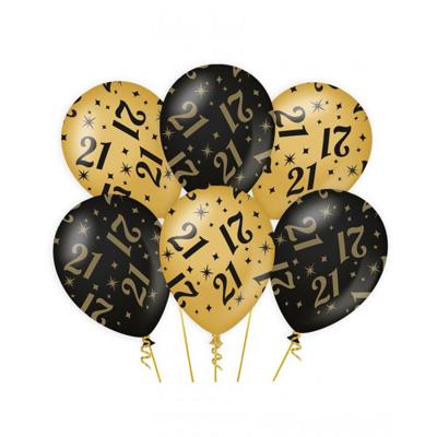 21 jaar verjaardag feest ballonnen - 18x stuks - zwart/goud - leeftijd - 30 cm - versiering