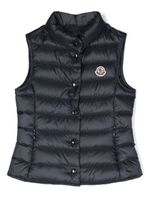 Moncler Enfant gilet matelassé à patch logo - Bleu