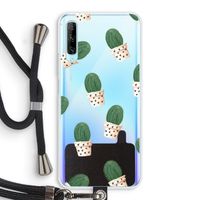 Cactusprint roze: Huawei P Smart Pro Transparant Hoesje met koord