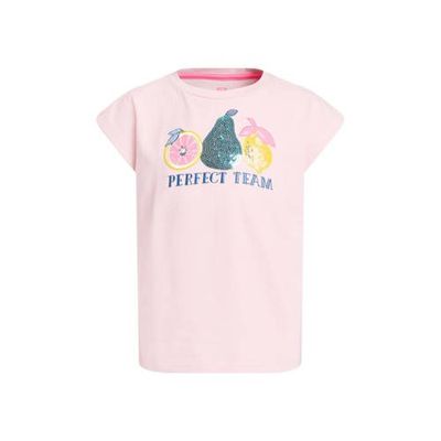 WE Fashion T-shirt met printopdruk en pailletten roze WE Fashion T-shirt met printopdruk en pailletten roze