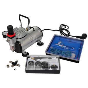 Airbrush compressor + set met 2 spuitpistolen