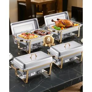 VEVOR Chafing Dish Set Voedselwarmer Roestvrij Staal 7.5L/4L Buffet Goud Bruiloft