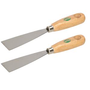 Plamuurmes - 2x - werkbreedte 40 mm - conisch geslepen staal - houten greep