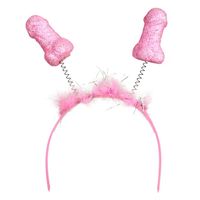 Diadeem/tiara met piemels - roze - plastic - L22 cm - bewegende piemels - thumbnail