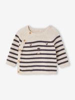 Marinière trui baby's van katoen gemêleerd beige
