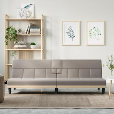 Slaapbank met bekerhouders stof taupe