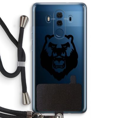 Angry Bear (black): Huawei Mate 10 Pro Transparant Hoesje met koord