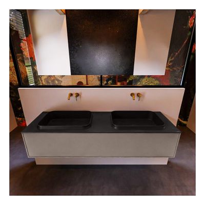 MONDIAZ ERIN 150cm badmeubel onderkast kleur Smoke met 1 lade wastafel dubbel zonder kraangaten kleur urban