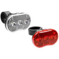 LED fietslamp set - rood / wit - waterbestendig - 3 functies - incl. batterijen