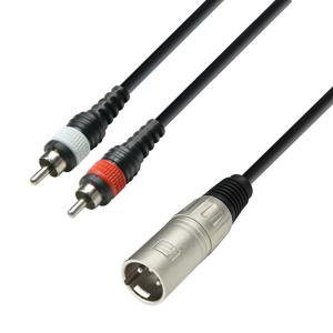 Adam Hall 3 Star YMCC 0100 verloopkabel 1x XLR male naar 2x RCA 1m