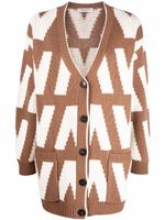 Valentino Garavani cardigan à logo en intarsia - Marron