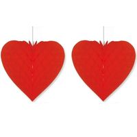 2x Bruiloft decoratie hart rood 28 x 32 cm   -