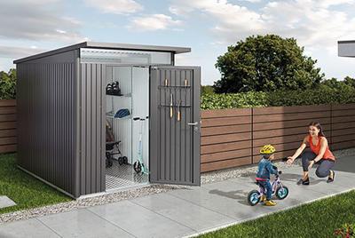 Biohort Metalen Berging AvantGarde A1 180x180x218 cm met enkele deur- Lessenaarsdak- Metaal- Biohort