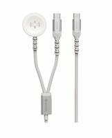 Swissten Draadloze 2 in 1 Magnetische Oplader - Geschikt voor Apple Watch - USB-C - 1.2M - Wit