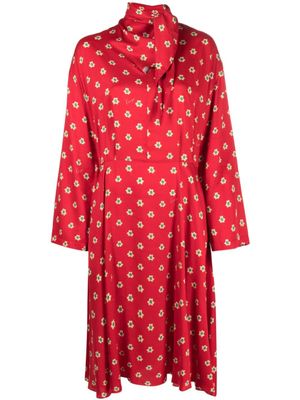 Kenzo robe Teddy Flower à plis - Rouge