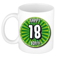 Verjaardag cadeau mok 18 jaar - groen - wiel - 300 ml - keramiek   -