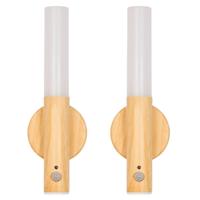 Home Deco Factory Nachtlamp / wandlamp - 2x - portable / afstandsbediening - oplaadbaar - 13 cm