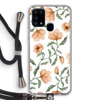 Peachy flowers: Samsung Galaxy M31 Transparant Hoesje met koord