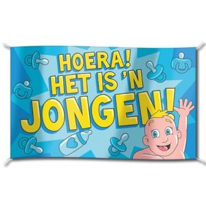 Hoera een jongen straatvlag 100x150 cm