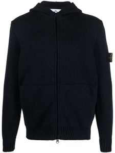 Stone Island hoodie en maille fine à fermeture zippée - Bleu